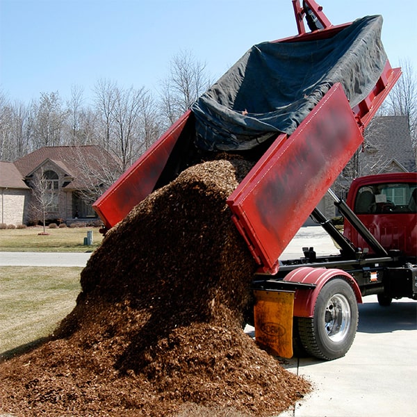 typically, our mulch delivery trucks can hold up to 10 cubic yards of mulch in one load